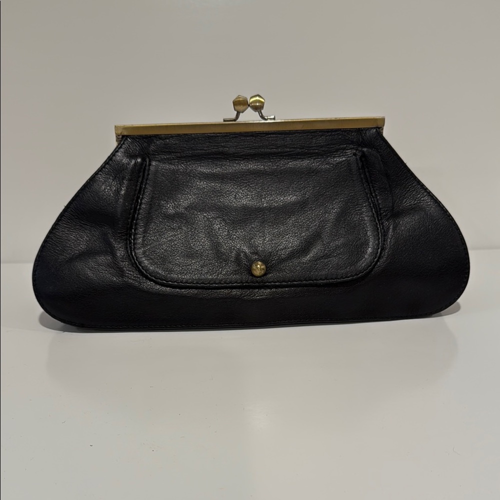 Zac Posen Elegant Black Leather Clutch Made in Italy